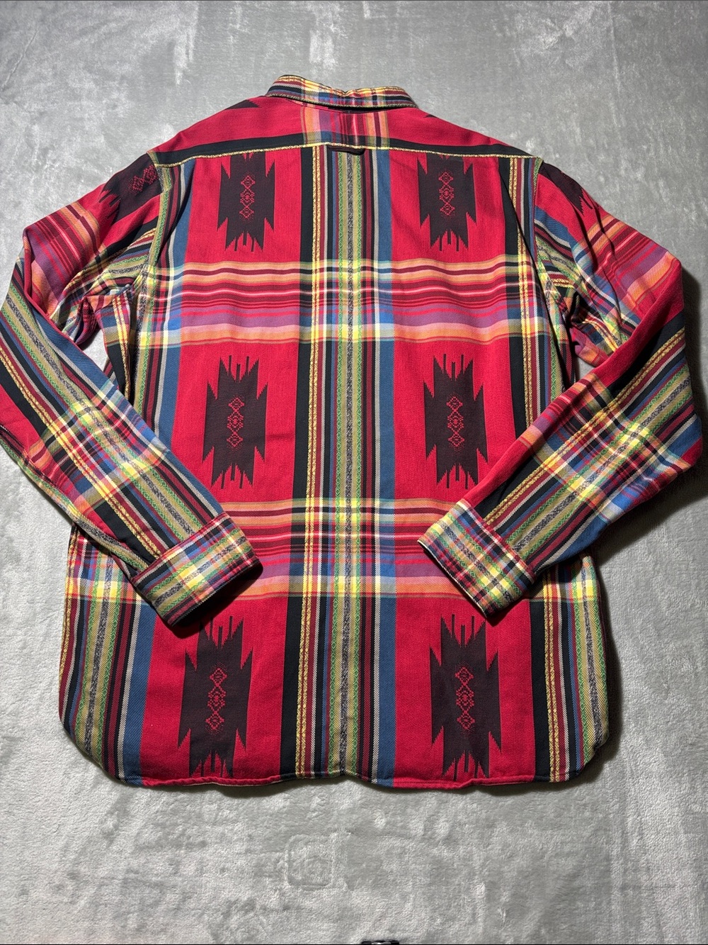 Polo Ralph Lauren Mens L Red Southwestern Indian Beacon Blanket Shirt Aztec - Picture 10 of 13